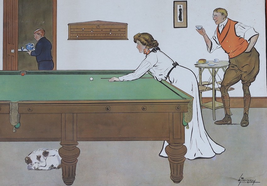 After Lance Thackeray, set of four prints, A Billiard Match, framed, 29 x 41cm